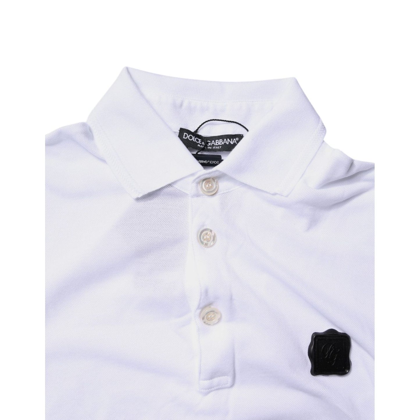 Dolce & Gabbana White Cotton Logo Collared Polo T-shirt TSH86326-44