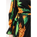 Dolce & Gabbana Black Silk Pineapple Draped Print Wrap Dress DR81681-40