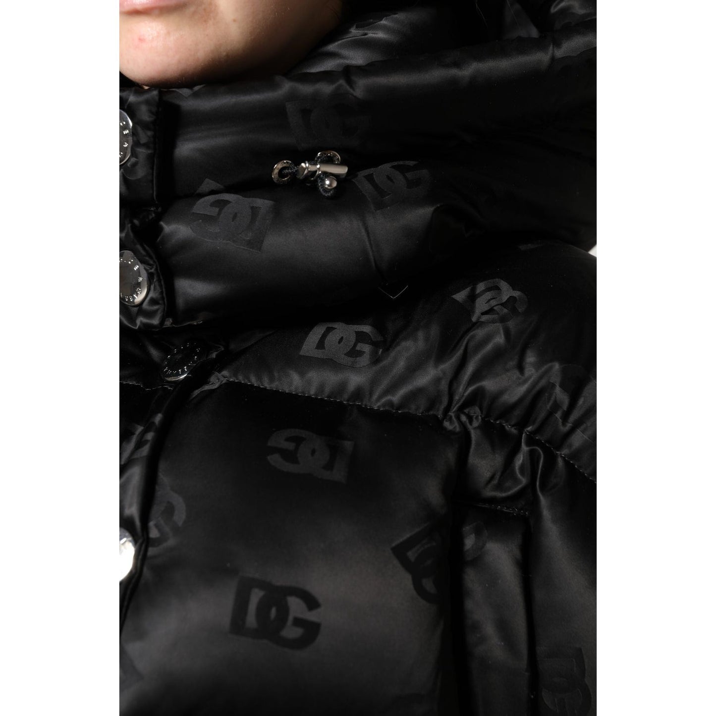 Dolce & Gabbana Black Padded Puffer Hooded Full Zip Cropped Jacket JKT41394-40