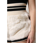 Dolce & Gabbana White Faux Fur High Waisted Hot Pants Short SKI2068-44