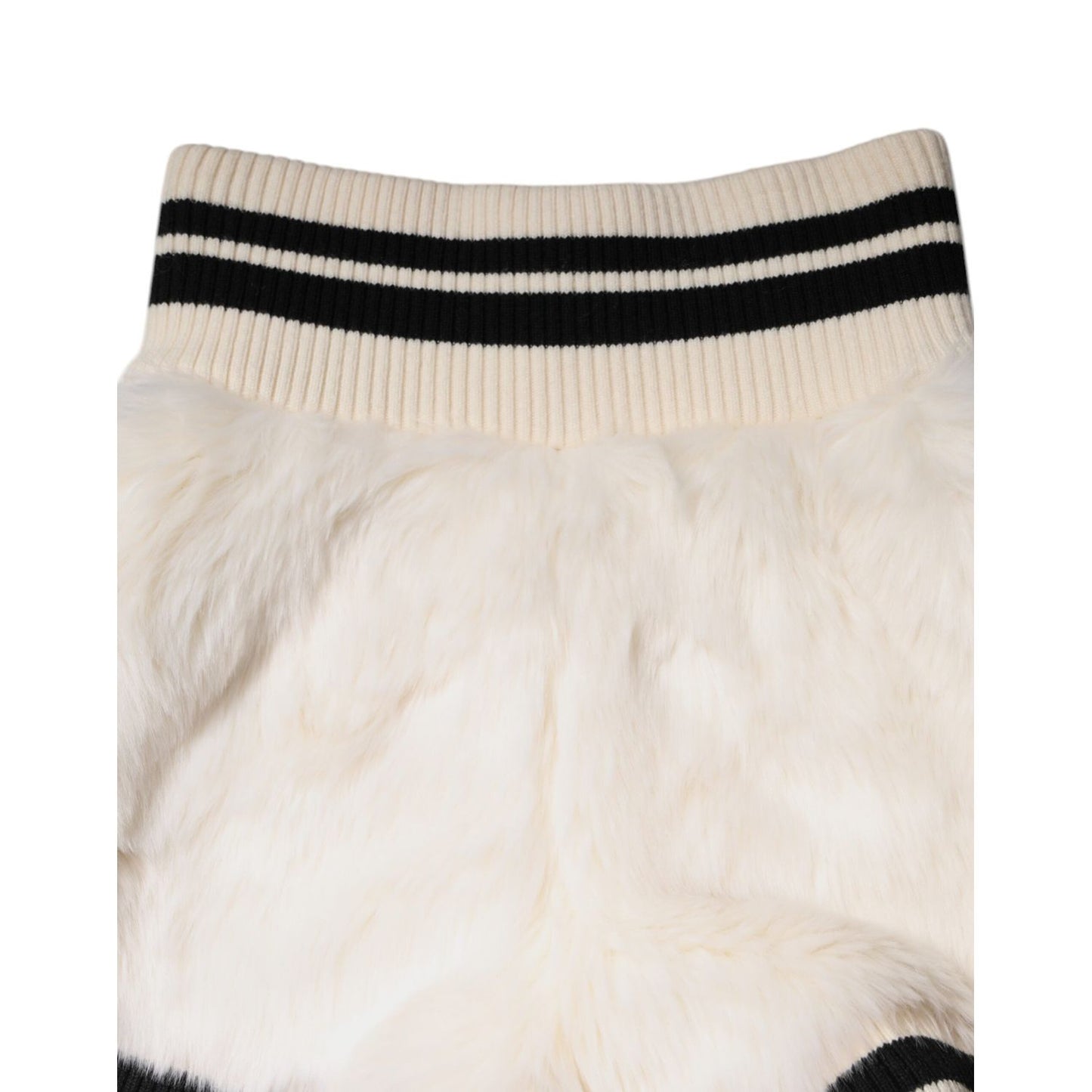 Dolce & Gabbana White Faux Fur High Waisted Hot Pants Short SKI2068-44