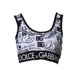 Dolce & Gabbana White Graffiti Print Logo Band Sports Bra Top TSH84835-44
