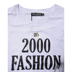 Dolce & Gabbana White Print Lace-Up Cotton Crew Neck T-shirt TSH86867-38