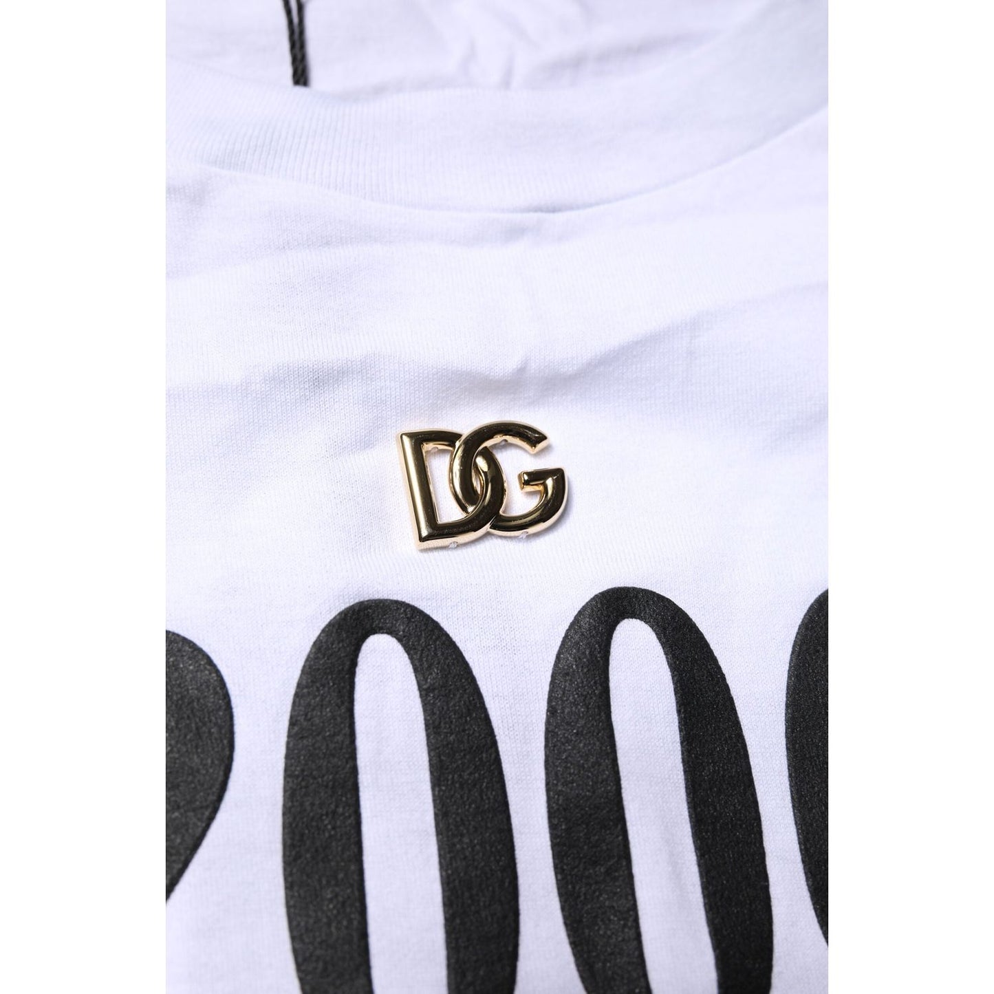 Dolce & Gabbana White Print Lace-Up Cotton Crew Neck T-shirt TSH86867-38