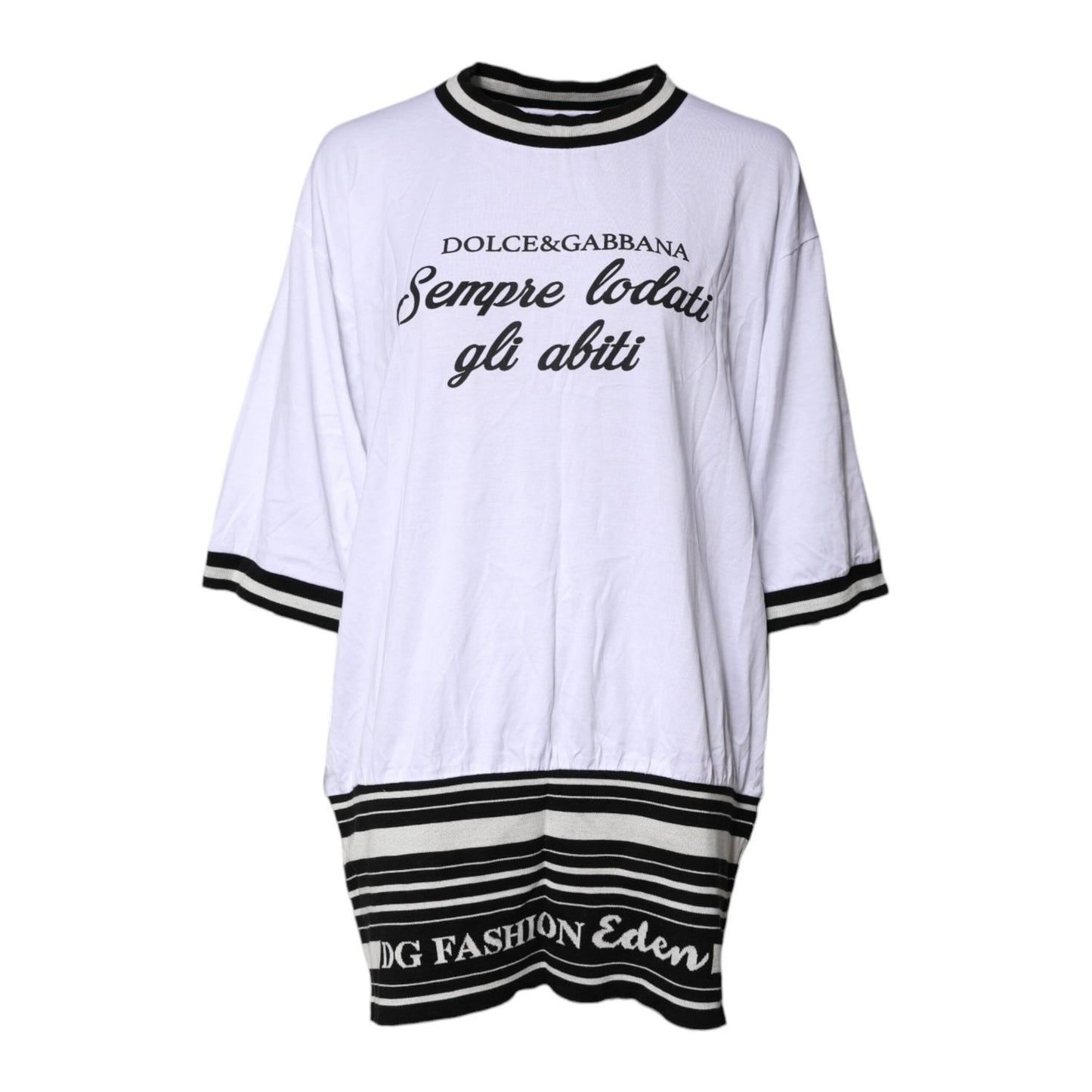 Dolce & Gabbana White Cotton DG Fashion Crew Neck Tee T-shirt TSH86879-42