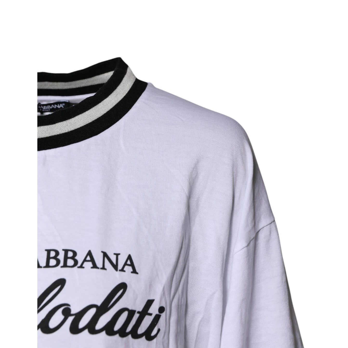 Dolce & Gabbana White Cotton DG Fashion Crew Neck Tee T-shirt TSH86879-42