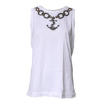 Dolce & Gabbana White Cotton Anchor Chain Embroidery Tank Top TSH87169-40