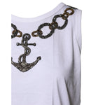 Dolce & Gabbana White Cotton Anchor Chain Embroidery Tank Top TSH87169-40