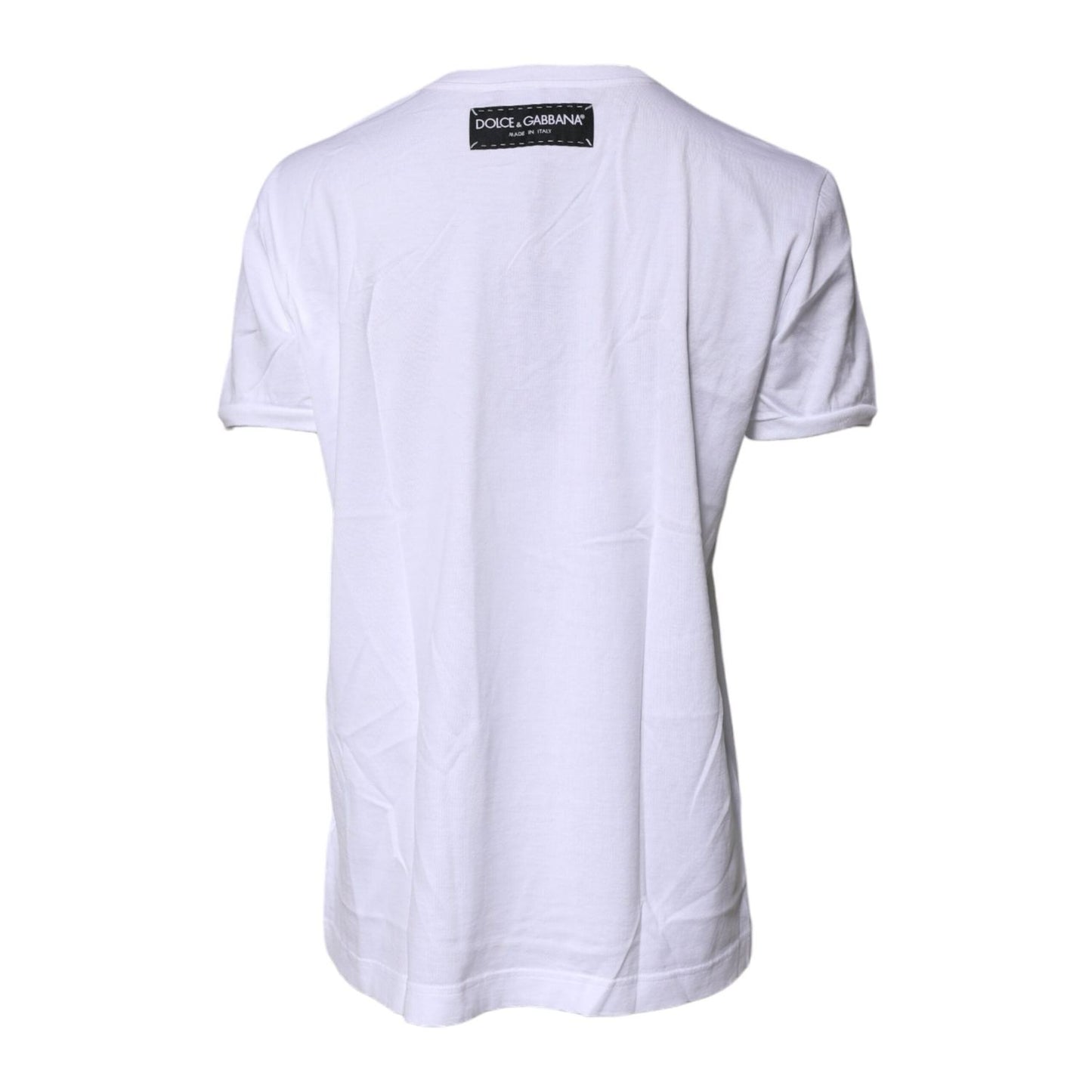 Dolce & Gabbana White Printed Cotton Round Neck Top T-shirt TSH87189-42