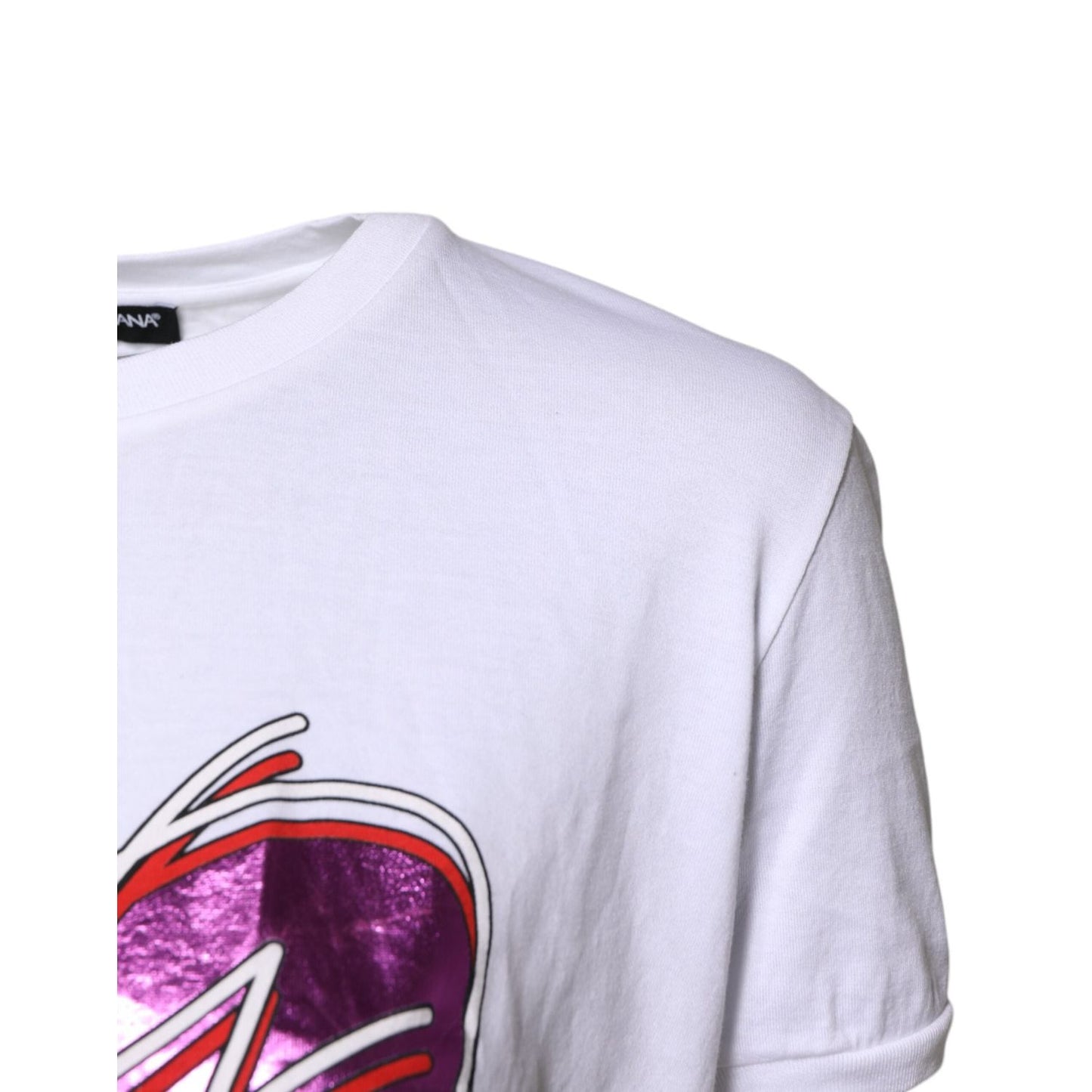Dolce & Gabbana White Printed Cotton Round Neck Top T-shirt TSH87220-36