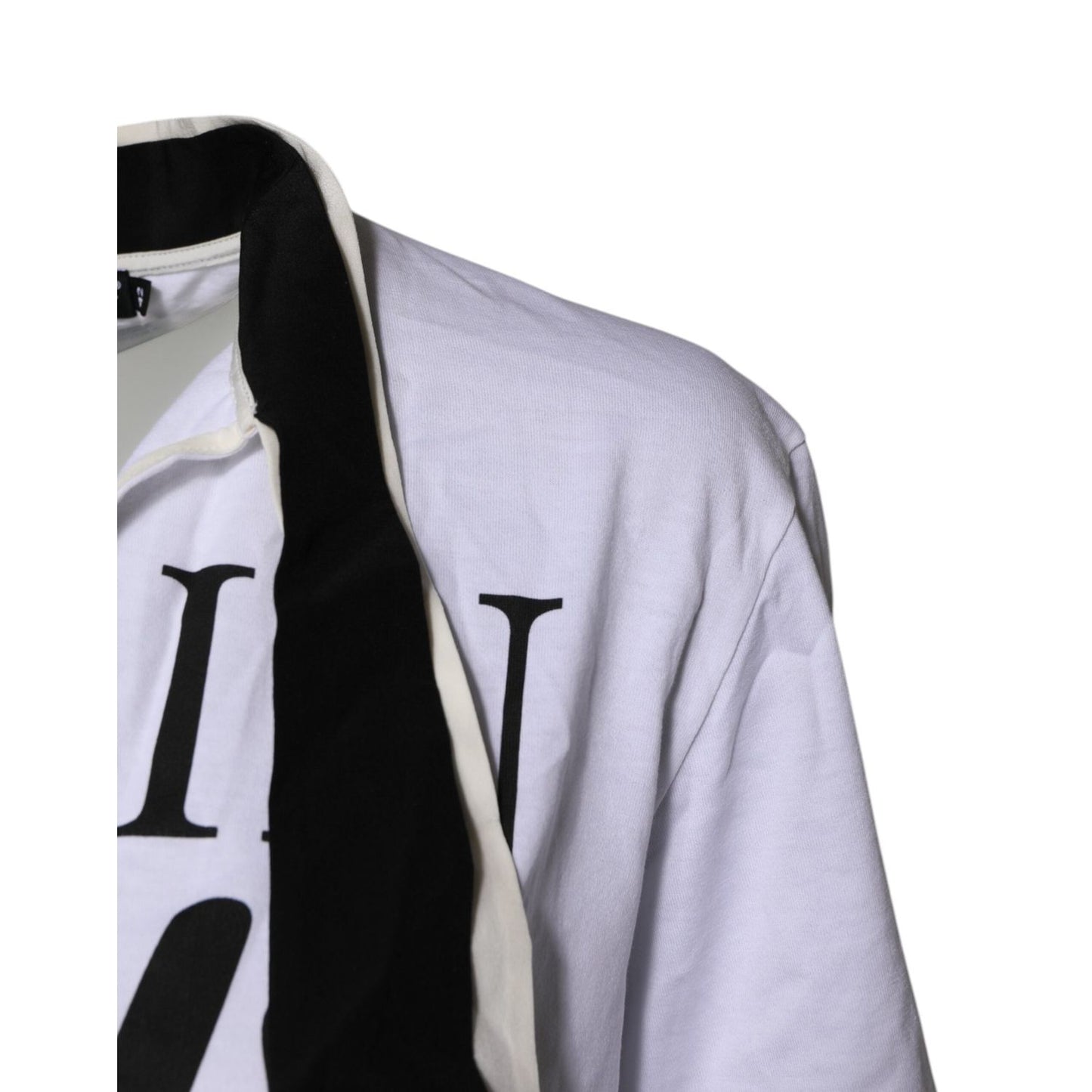 Dolce & Gabbana White Cotton Silk Blend Ascot Collar T-shirt TSH87240-42