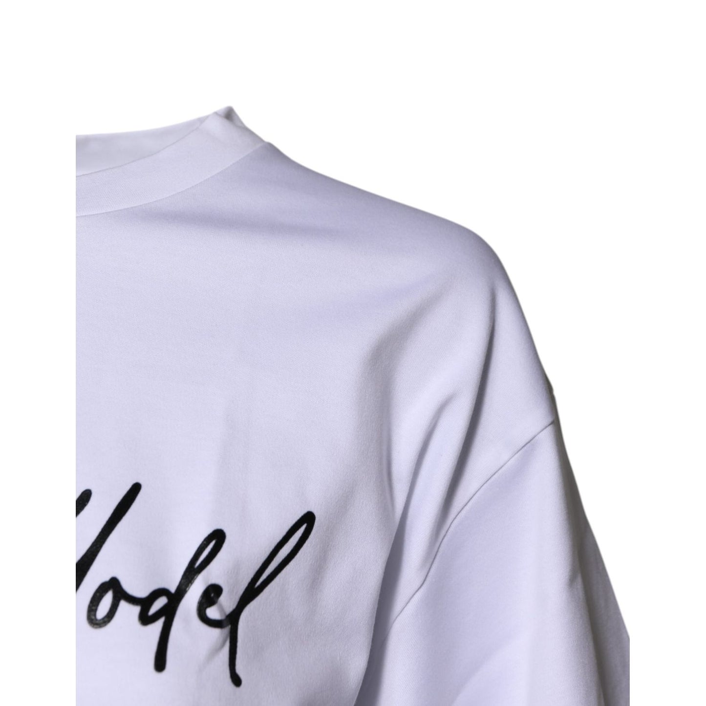 Dolce & Gabbana White Printed Cotton Round Neck Top T-shirt TSH87261-38