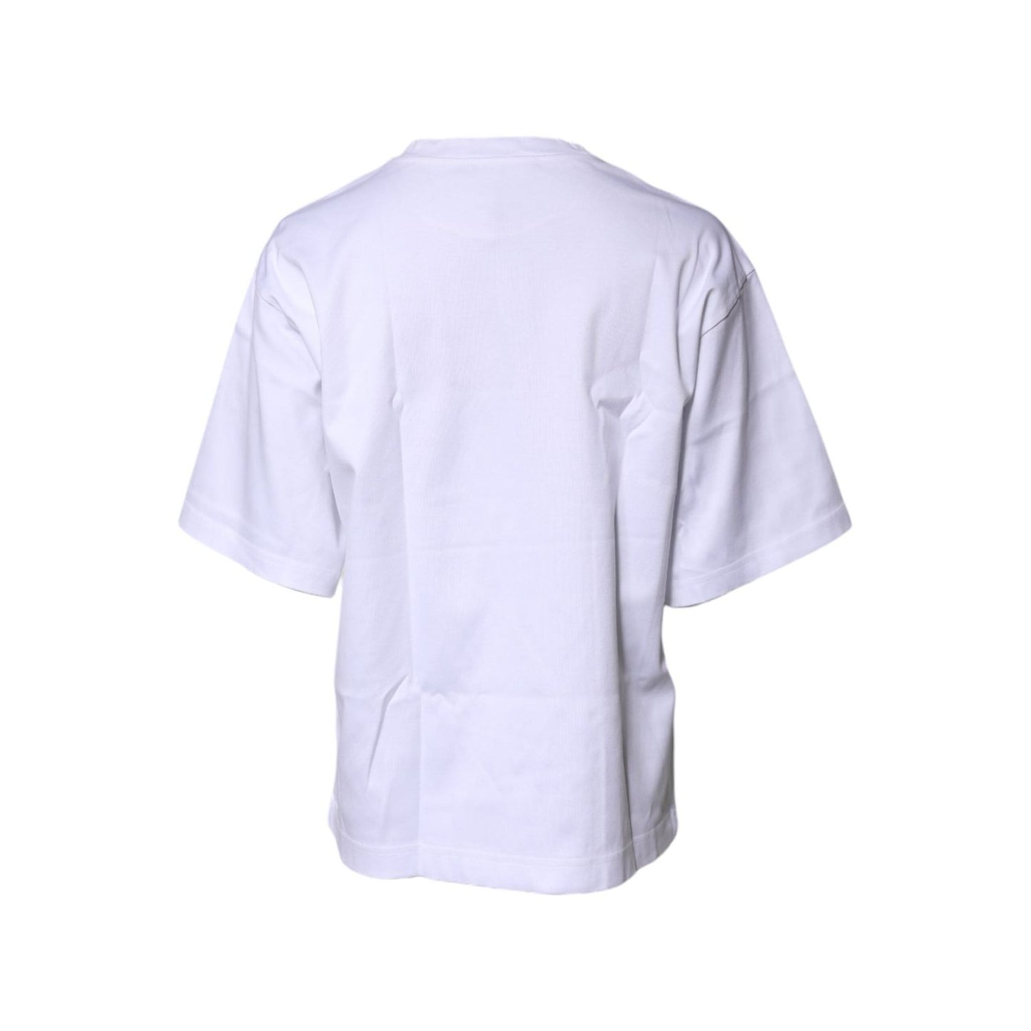 Dolce & Gabbana White Printed Cotton Round Neck Top T-shirt TSH87261-38