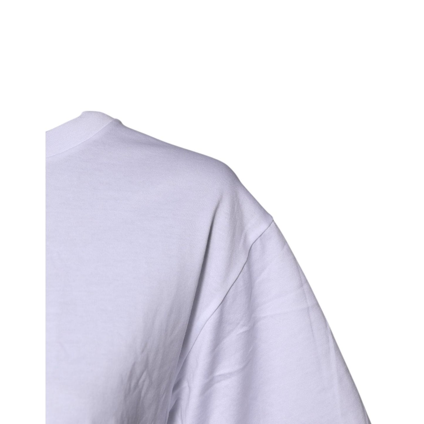 Dolce & Gabbana White Printed Round Neck Top Cotton T-shirt TSH87266-38