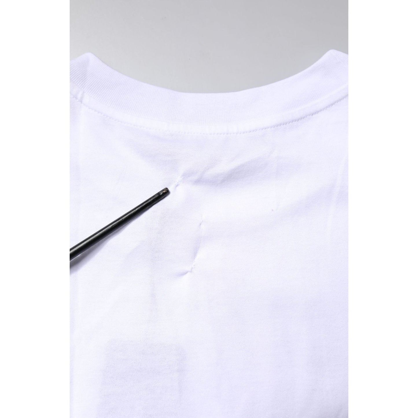 Dolce & Gabbana White Printed Round Neck Top Cotton T-shirt TSH87266-38