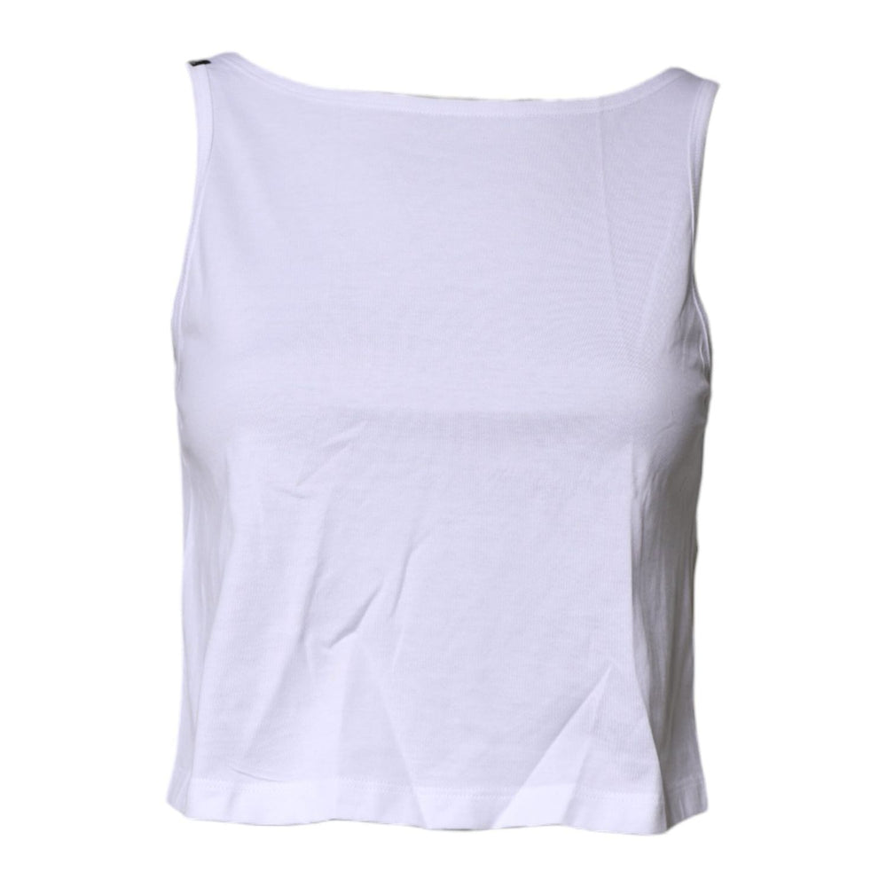 Dolce & Gabbana White Cotton Sleeveless Round Neck Tank Top TSH87272-38