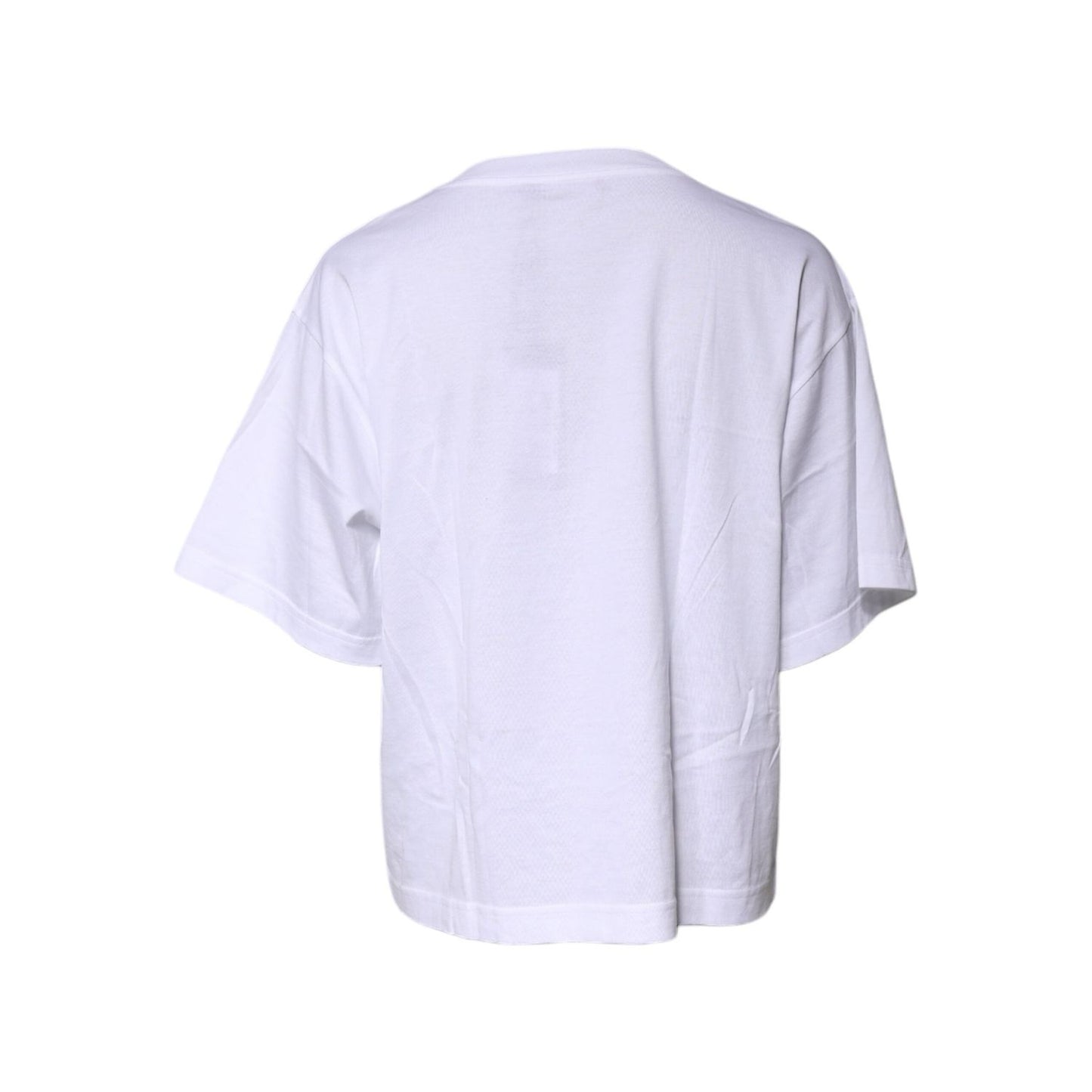 Dolce & Gabbana White Printed Round Neck Top Cotton T-shirt TSH87359-40