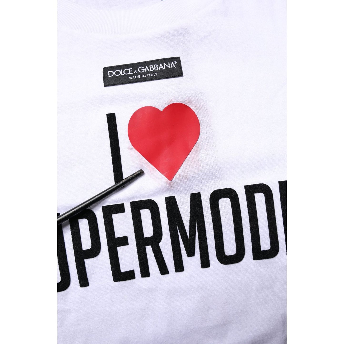 Dolce & Gabbana White Printed Round Neck Top Cotton T-shirt TSH87359-40