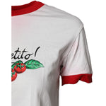 Dolce & Gabbana White Printed Round Neck Cropped Top T-shirt TSH87554-38