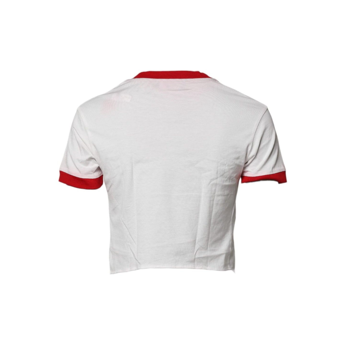 Dolce & Gabbana White Printed Round Neck Cropped Top T-shirt TSH87554-38