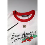 Dolce & Gabbana White Printed Round Neck Cropped Top T-shirt TSH87554-38
