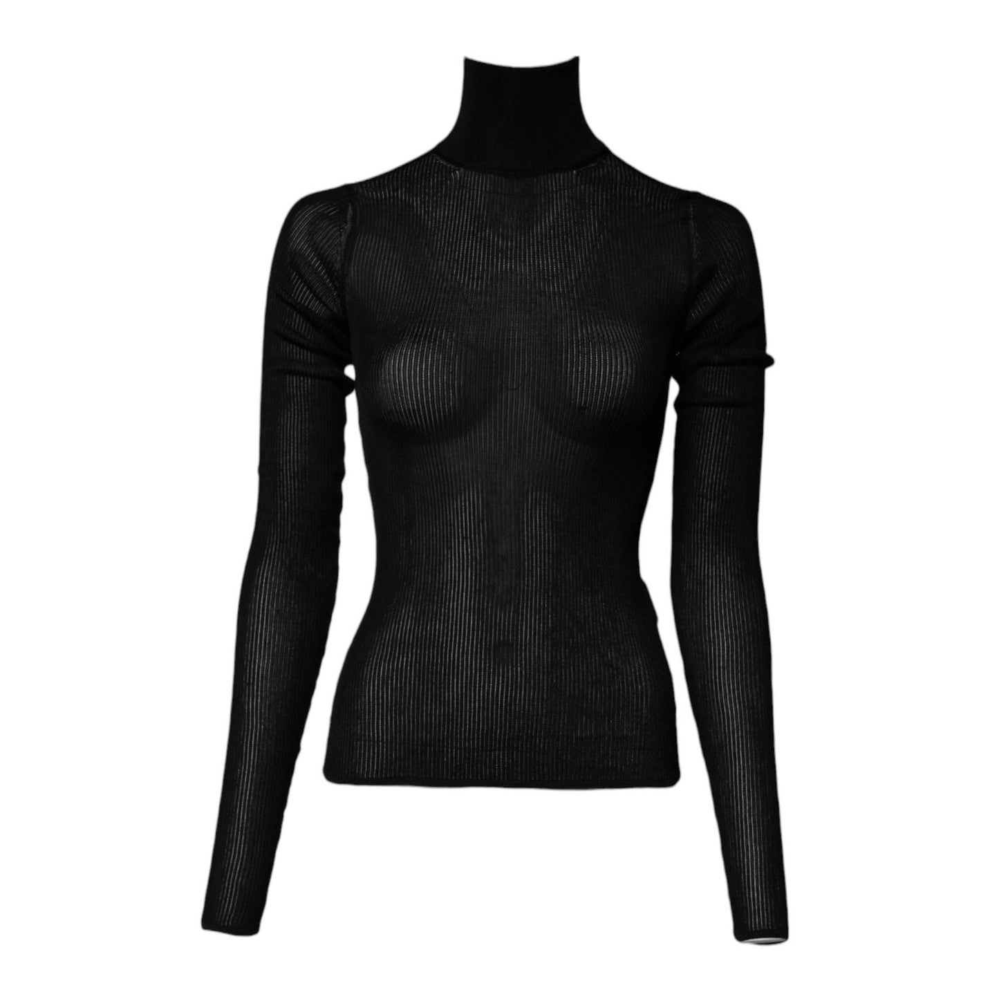 Dolce & Gabbana Black Knit Long Sleeves Turtleneck Slim Top TSH878523-40