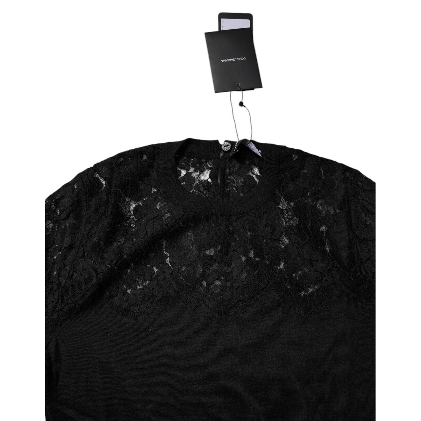 Dolce & Gabbana Black Floral Lace Long Sleeves Blouse Top TSH878528-36