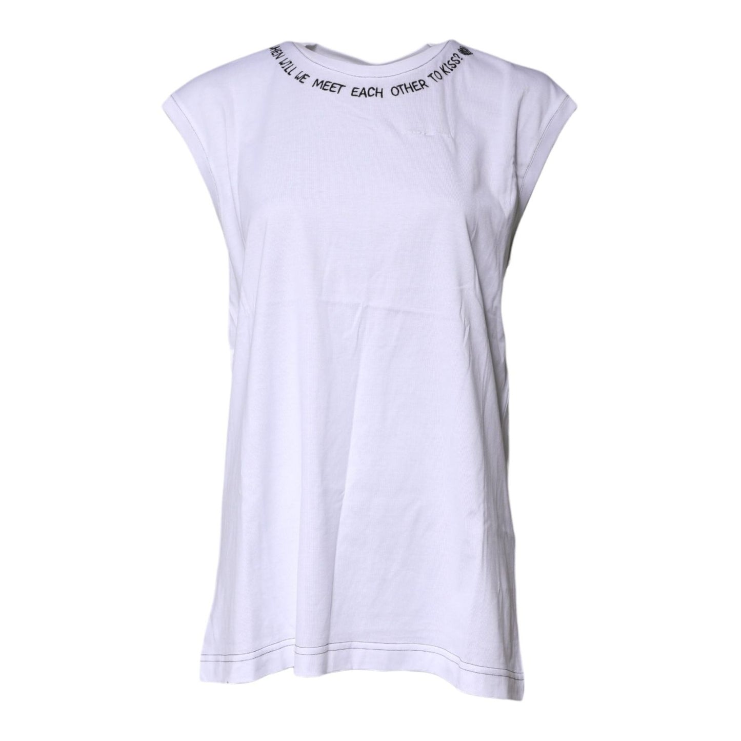Dolce & Gabbana White Cotton Sleeveless Printed Tank T-shirt TSH878649-40