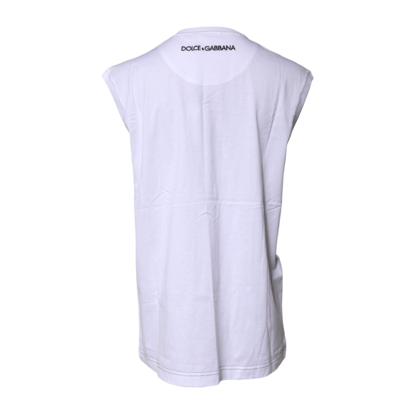 Dolce & Gabbana White Cotton Sleeveless Printed Tank T-shirt TSH878649-40