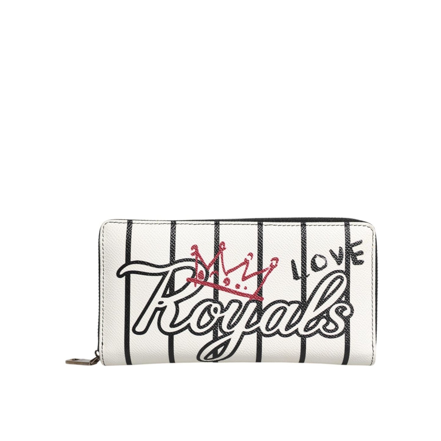 Dolce & Gabbana White Leather DG Crown Royals Continental Zip Around Wallet BAG4627