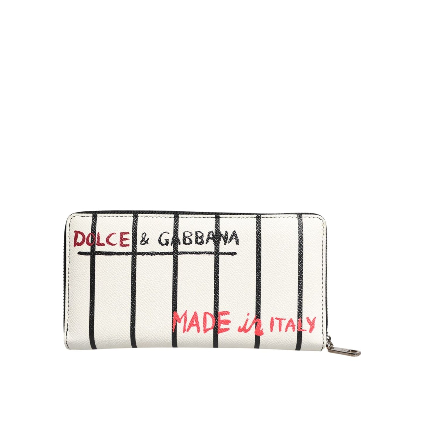 Dolce & Gabbana White Leather DG Crown Royals Continental Zip Around Wallet BAG4627