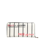 Dolce & Gabbana White Leather DG Crown Royals Continental Zip Around Wallet BAG4627