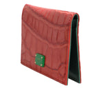 Dolce & Gabbana Red Exotic Leather Logo Plaque Card Holder Wallet