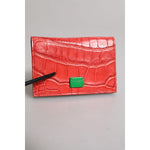 Dolce & Gabbana Red Exotic Leather Logo Plaque Card Holder Wallet