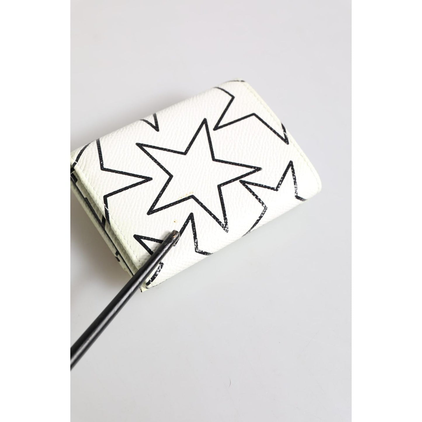 Dolce & Gabbana White Leather Trifold DG Star Print Card Holder Wallet BAG4614