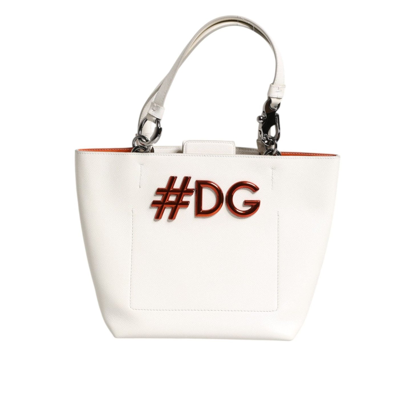Dolce & Gabbana White Leather #DG BEATRICE Top Handle Tote Bag BAG4618