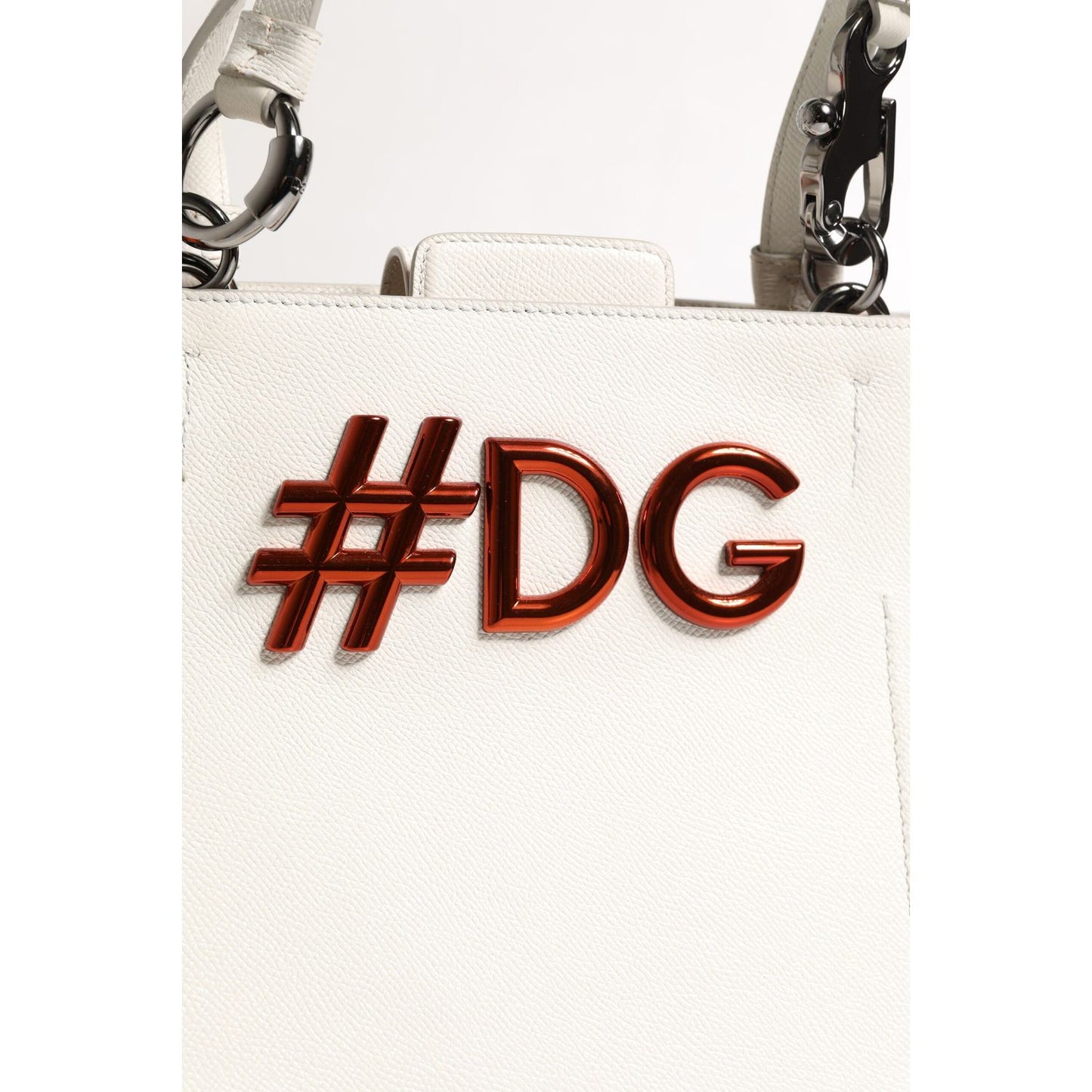 Dolce & Gabbana White Leather #DG BEATRICE Top Handle Tote Bag BAG4618