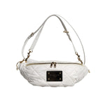 Dolce & Gabbana White Quilted Logo Plaque Belt Waist Fanny Pack Bag BAG4630
