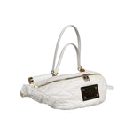 Dolce & Gabbana White Quilted Logo Plaque Belt Waist Fanny Pack Bag BAG4630