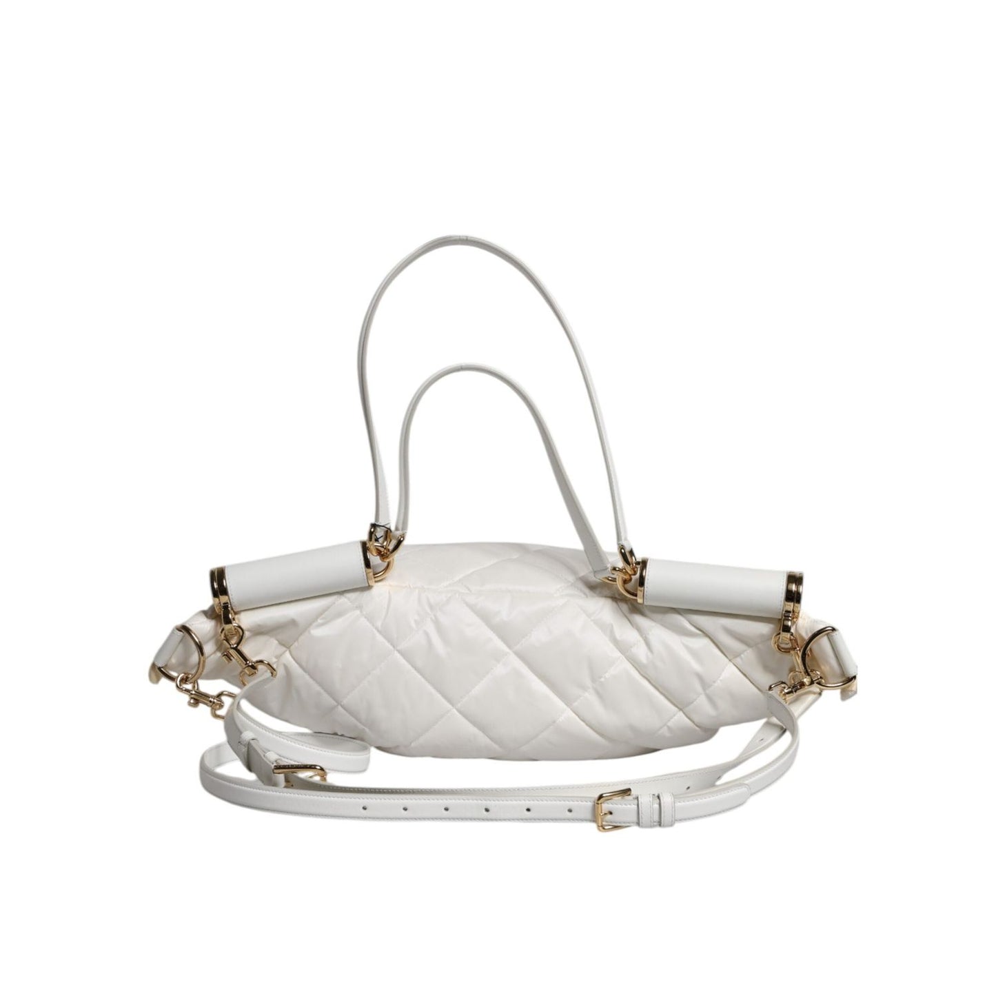 Dolce & Gabbana White Quilted Logo Plaque Belt Waist Fanny Pack Bag BAG4630