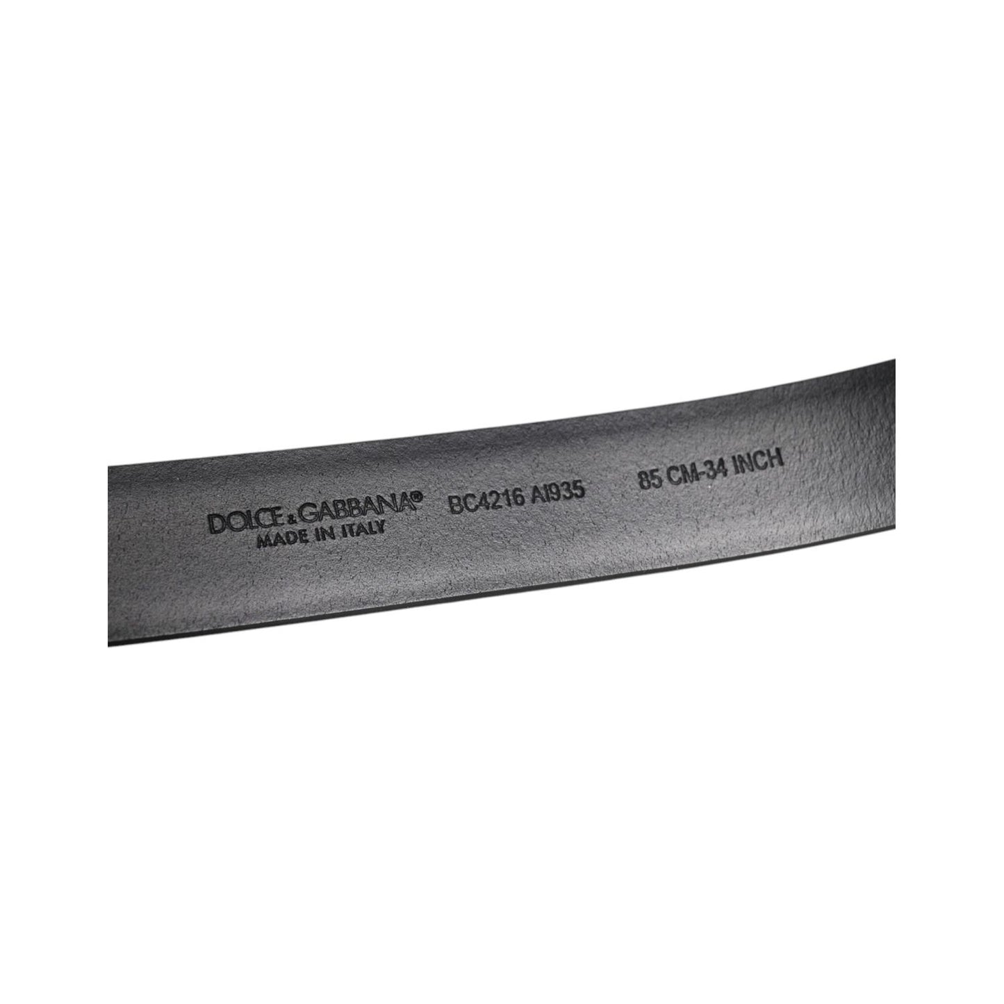 Dolce & Gabbana Black Shiny Leather Silver Metal Buckle Belt BEL9282-85