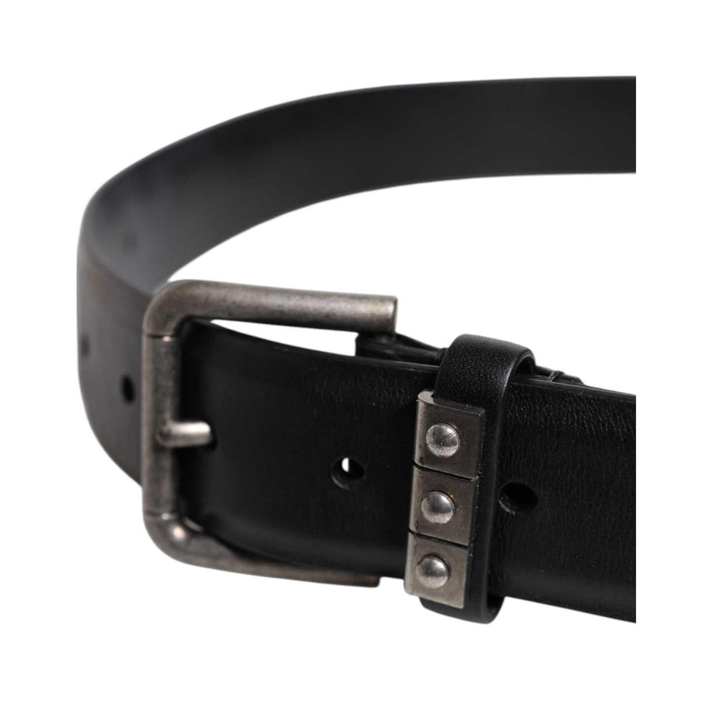 Dolce & Gabbana Black Leather Metal Buckle Classic Belt BEL9291-90