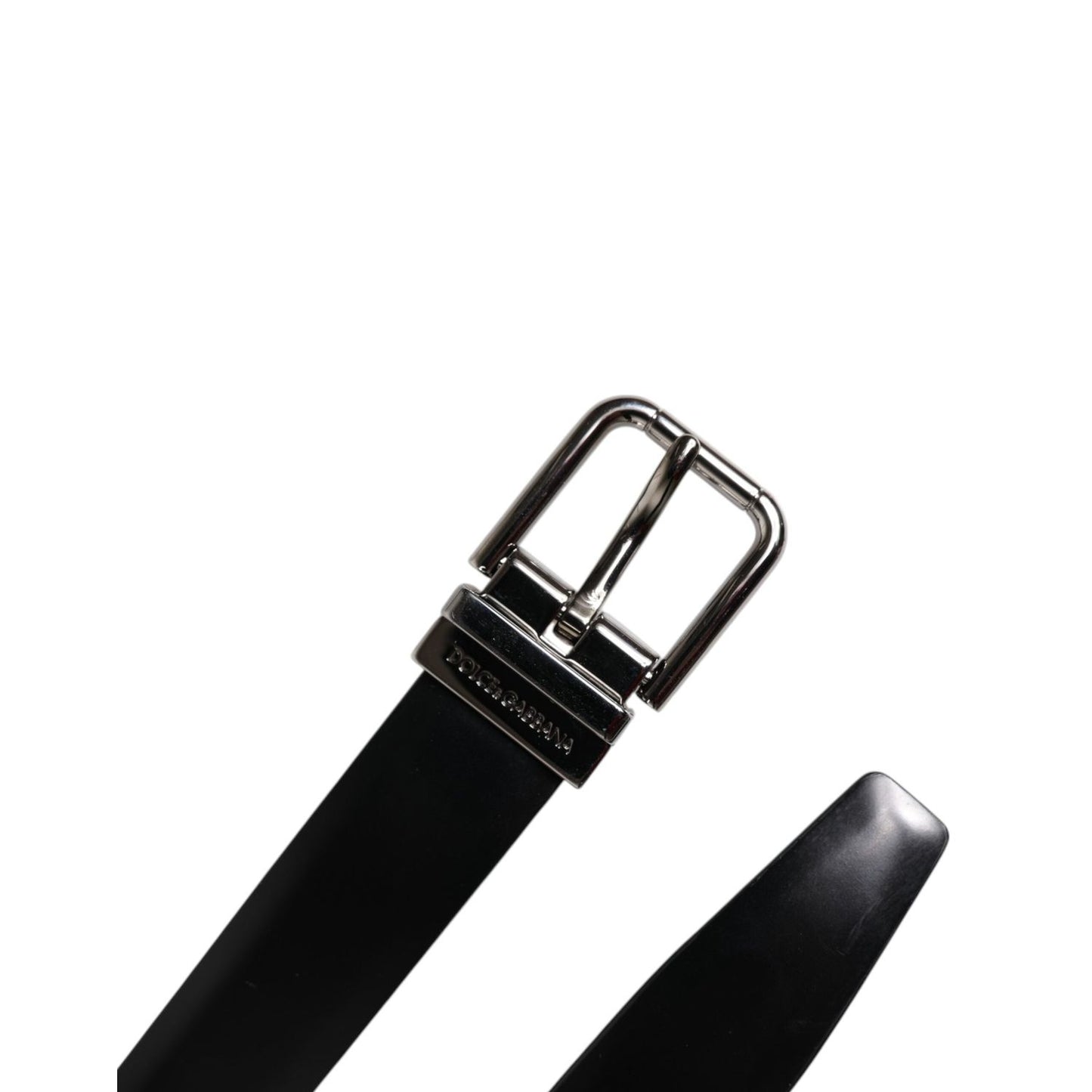 Dolce & Gabbana Black Solid Leather Classic Waist Buckle Belt BEL9311-80