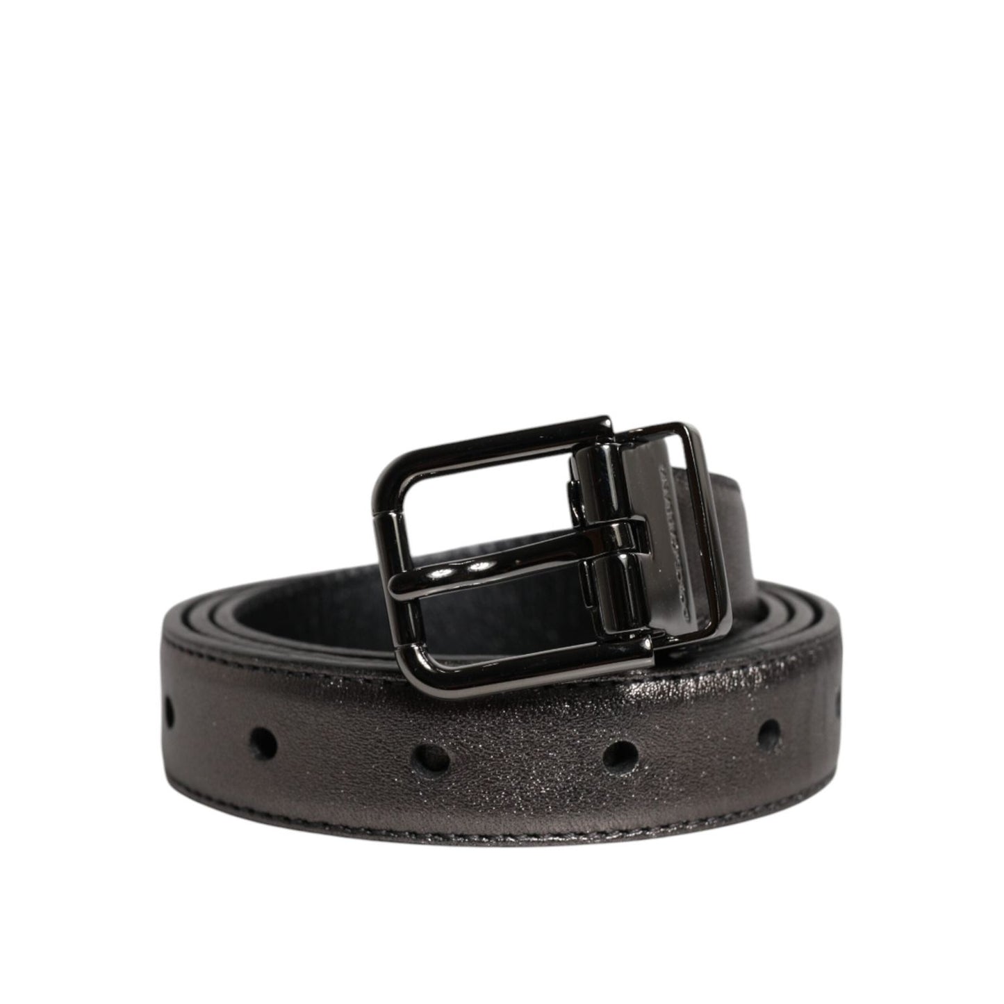 Dolce & Gabbana Black Leather Classic Metal Logo Buckle Belt BEL9314-90