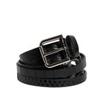 Dolce & Gabbana Black Exotic Leather Metal Logo Buckle Belt BEL9320-90
