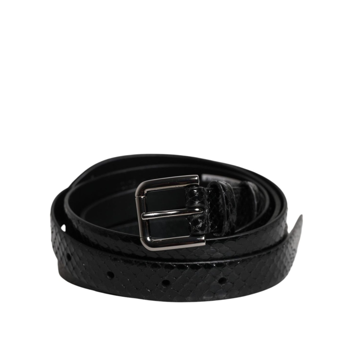 Dolce & Gabbana Black Leather Classic Metal Logo Buckle Belt BEL9331-90