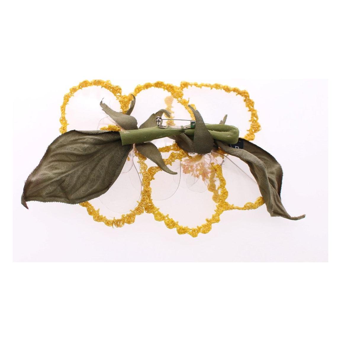 Dolce & Gabbana Exquisite Handmade Floral Silk Brooch Brooch Dolce & Gabbana Dark Olive Green