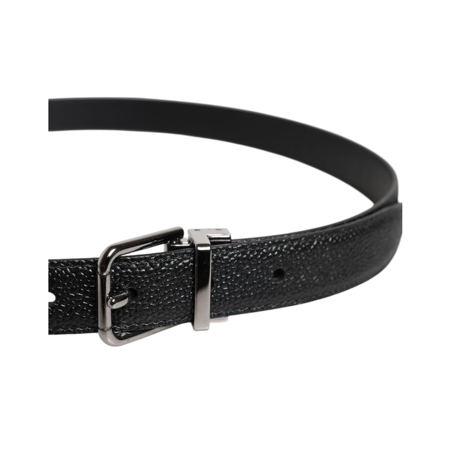 Dolce & Gabbana Black Calf Leather Classic Metal Buckle Belt BEL9350-85