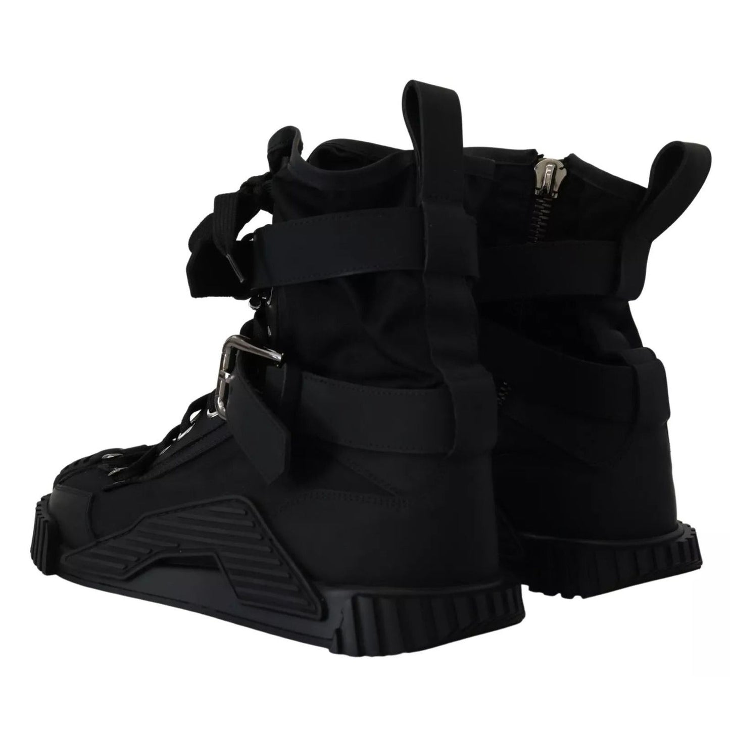 Dolce & Gabbana Black Nylon High Top Sorrento Sneakers Shoes LA10076-39