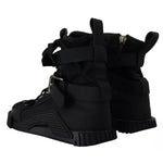 Dolce & Gabbana Black Nylon High Top Sorrento Sneakers Shoes LA10076-39